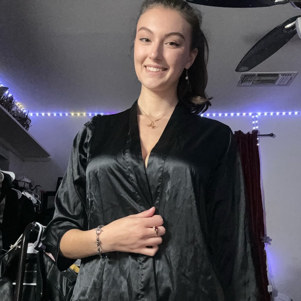 Black silk robe